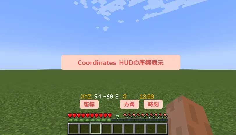 Java版座標表示Coordinates HUD